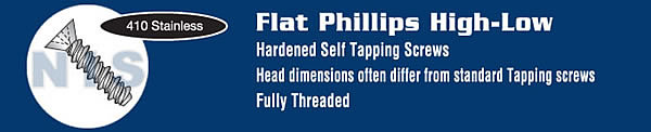 Phillips Flat High Low Screw Fully Threaded 4 10 Stainless Steel