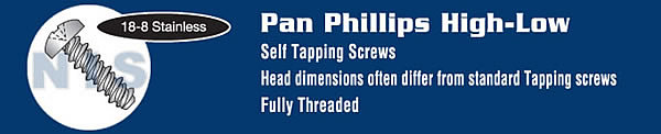 Phillips Pan High Low Screw Fully Threaded 18 8 Stainless Steel