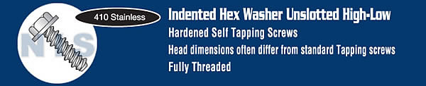 Unslot Indented Hex Washer High Low Screw Fully Threaded 4 10 Stainless Steel