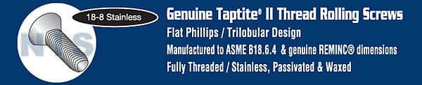 Phillips Flat Taptite Thread Rolling Screw Fully Threaded 18 8 Stainless Steel
