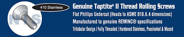 Phil Flat Undercut Taptite Thread Roll Full Thread 4 10 Stainless Passivate Wax