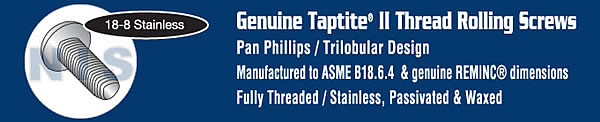 Phillips Pan Taptite Thread Rolling Screw Fully Threaded 18 8 Stainless Steel Pa
