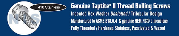 Unslot Ind Hex Washer Taptite Thread Roll Screw Full Thread 4 10 Stainless Steel