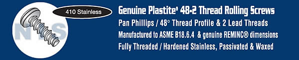 Phillips Pan Plastite 48 2 Fully Threaded 410 Stainless Steel