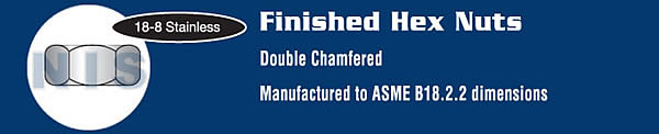 Finished Hex Nut 18-8 Stainless Steel