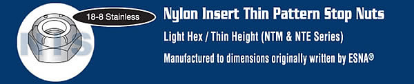 Thin Pattern Nylon Insert Hex Lock Nut 18-8 Stainless Steel