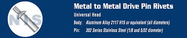Universal Aluminum Drive Rivet With Stainless Steel Pin