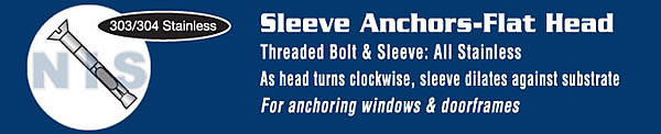 Flat Head Sleeve Anchor 18 8 Stainless Steel