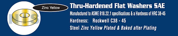 S A E Through Hardened Washer Zinc Yellow