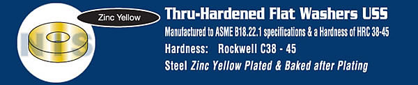 U S S Through Hardened Washer Zinc Yellow
