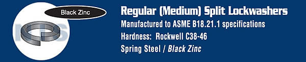 Medium Split Lock Washer Black Zinc and Bake