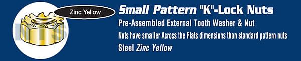 K Lock Nut Small Pattern Zinc Yellow and Bake