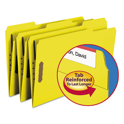 Smead&reg; Top Tab Colored Fastener Folders