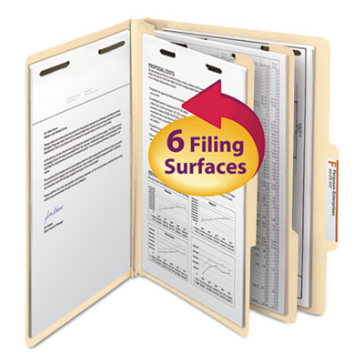 Smead&reg; Manila Four- and Six-Section Top Tab Classification Folders