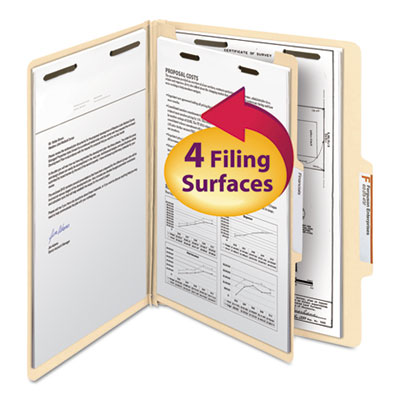 Smead&reg; Manila Four- and Six-Section Top Tab Classification Folders