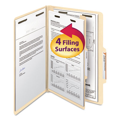 Smead&reg; Manila Four- and Six-Section Top Tab Classification Folders