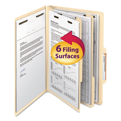 Smead&reg; Manila Four- and Six-Section Top Tab Classification Folders