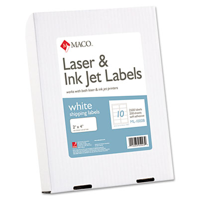 MACO&reg; White Laser/Inkjet Shipping &amp; Address Labels