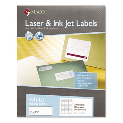 MACO&reg; White Laser/Inkjet Shipping &amp; Address Labels