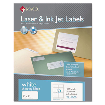 MACO&reg; White Laser/Inkjet Shipping &amp; Address Labels