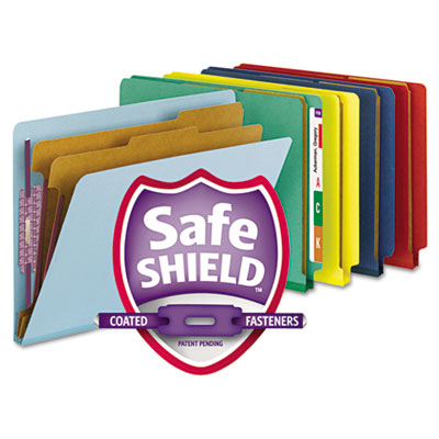Smead® End Tab Colored Pressboard Classification Folders with SafeSHIELD® Coated Fasteners Smead® End Tab Colored Pressboard Classification Folders with SafeSHIELD® Coated Fasteners