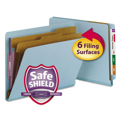 Smead&reg; End Tab Colored Pressboard Classification Folders with SafeSHIELD&reg; Coated Fasteners