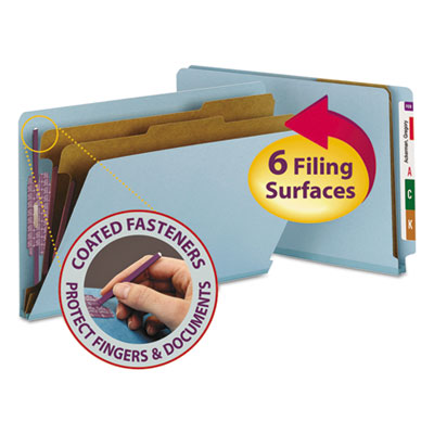 Smead&reg; End Tab Colored Pressboard Classification Folders with SafeSHIELD&reg; Coated Fasteners