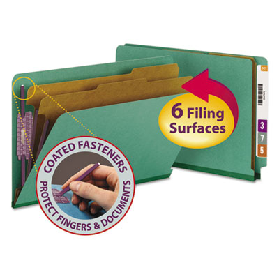 Smead&reg; End Tab Colored Pressboard Classification Folders with SafeSHIELD&reg; Coated Fasteners