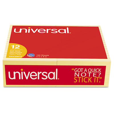Universal&reg; Standard Self-Stick Yellow Color Note Pads