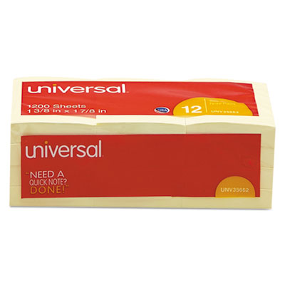 Universal&reg; Standard Self-Stick Yellow Color Note Pads