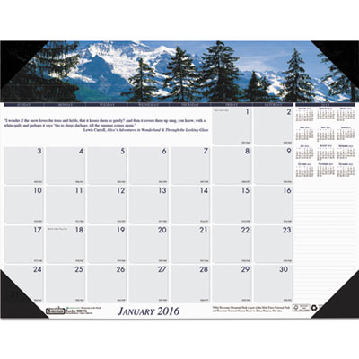 House of Doolittle&trade; Earthscapes&trade; 100% Recycled Mountains of the World Monthly Desk Pad Calendar