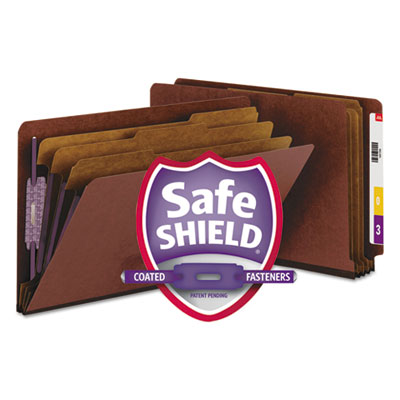 Smead&reg; End Tab Pressboard Classification Folders With SafeSHIELD&reg; Coated Fasteners