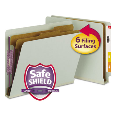 Smead&reg; End Tab Pressboard Classification Folders With SafeSHIELD&reg; Coated Fasteners