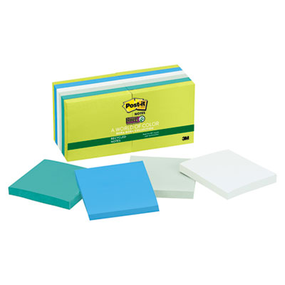 Post-it&reg; Notes Super Sticky Recycled Notes in Bora Bora Colors