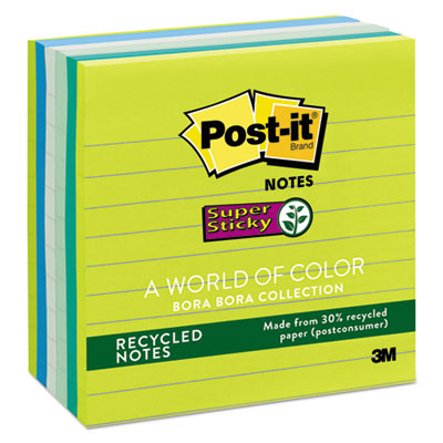 Post-it&reg; Notes Super Sticky Recycled Notes in Bora Bora Colors