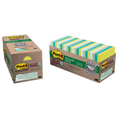 Post-it&reg; Notes Super Sticky Recycled Notes in Bora Bora Colors