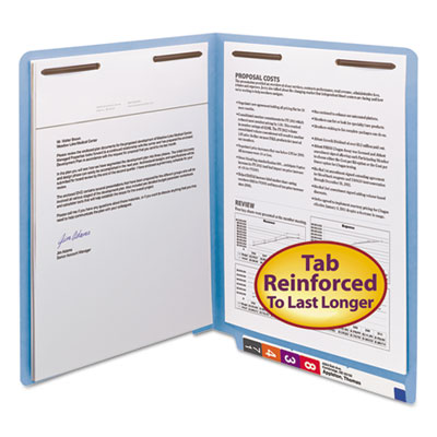 Smead&reg; Heavyweight Colored End Tab Folders with Fasteners