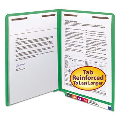 Smead&reg; Heavyweight Colored End Tab Folders with Fasteners