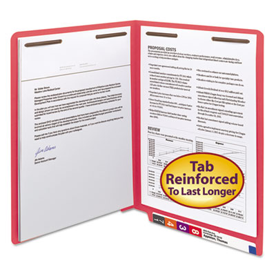 Smead&reg; Heavyweight Colored End Tab Folders with Fasteners