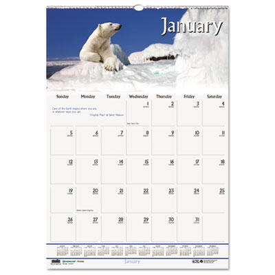 House of Doolittle&trade; Earthscapes&trade; 100% Recycled Wildlife Monthly Wall Calendar