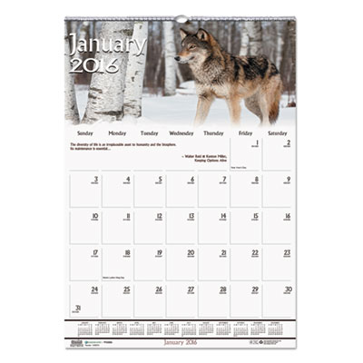 House of Doolittle&trade; Earthscapes&trade; 100% Recycled Wildlife Monthly Wall Calendar