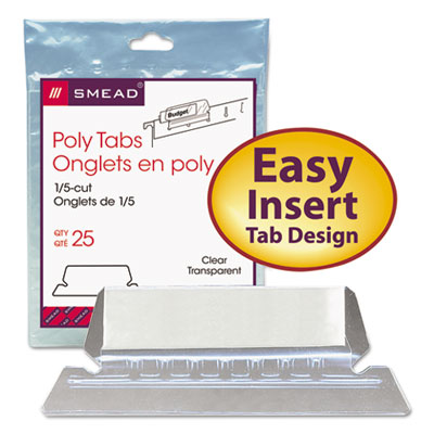 Smead&reg; Poly Index Tabs &amp; Inserts For Hanging File Folders