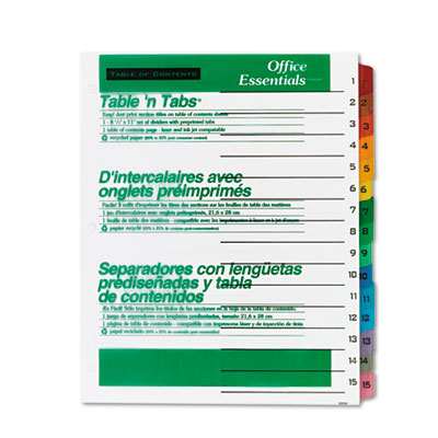 Office Essentials&reg; Table 'n Tabs Dividers