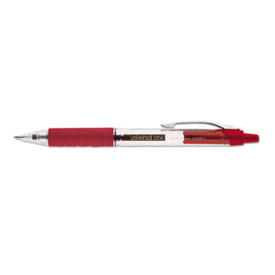 Universal One&trade; Clear Barrel Retractable Gel Ink Roller Ball Pen