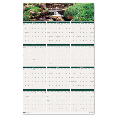 House of Doolittle&trade; Earthscapes&trade; 100% Recycled Waterfalls of the World Reversible/Erasable Yearly Wall Calendar