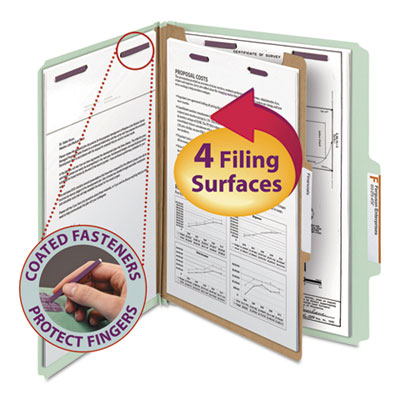 Smead&reg; Pressboard Classification Folders with SafeSHIELD&reg; Coated Fasteners