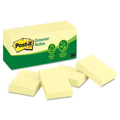 Post-it&reg; Greener Notes Original Recycled Note Pads