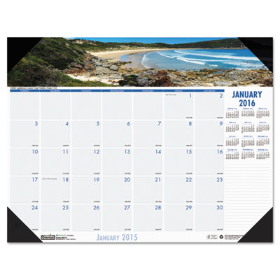 House of Doolittle&trade; Earthscapes&trade; 100% Recycled Coastlines Monthly Desk Pad Calendar