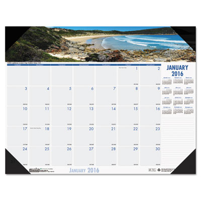 House of Doolittle&trade; Earthscapes&trade; 100% Recycled Coastlines Monthly Desk Pad Calendar