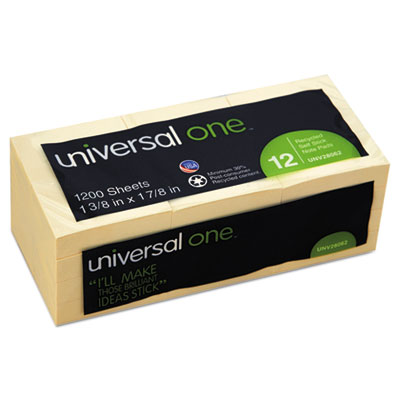 Universal One&trade; Recycled Sticky Note Pads